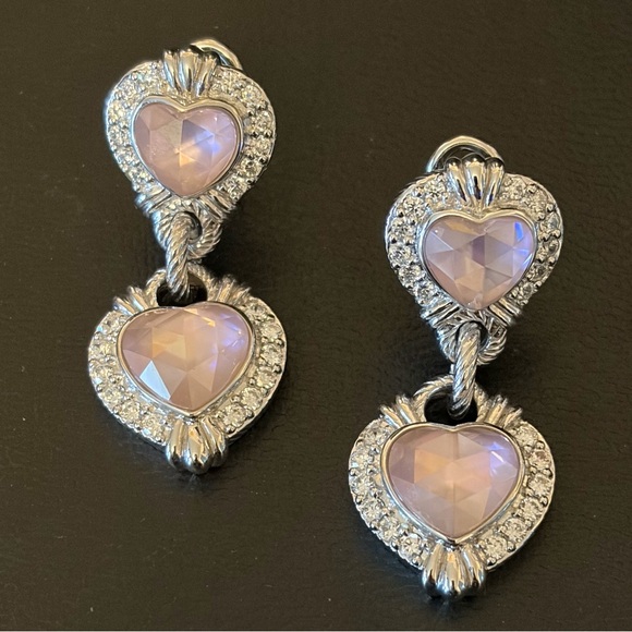 Judith Ripka Pink CZ & Mother-Of-Pearl Doublet Sterling Silver Romance Earrings